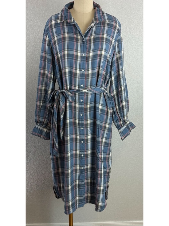 Lauren Ralph Lauren Dresses & Skirts - Lauren Ralph Lauren LRL Women’s Shirtdress Blue Pink Gray Plaid Flannel size 12